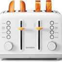 BUYDEEM DT640 4-Slice Toaster, Extra Wide Slots, Stainless Steel with High Lift Lever, Bagel and Muffin Function, Removal Crumb Tray, 7-Shade Settings, Arctic White