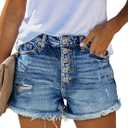 ZOLUCKY Women's Casual Summer Denim Shorts Mid Waisted Stretchy Ripped Jean Shorts with Pockets (XL, A6 Blue)