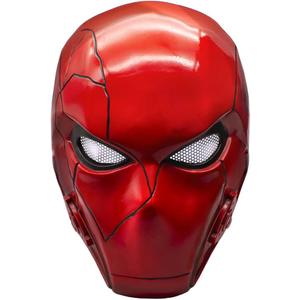 CrazyCatCos Red Hood Mask Resin Helmet Teens Adult Cosplay Halloween Costume Party Accessory