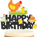 Chicken Cake Topper Chicken Birthday Party Decorations Black Farm Chicken Cake Picks Chick Themed Cake Decoration for Hen Theme Baby Shower Supplies