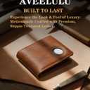 Leather Wallet Gift for Men with AirTag Holder & SIM Card Slots, RFID Blocking Bifold, 10 Card + 2 ID Pockets, Durable Everyday Carry (Dark Brown)