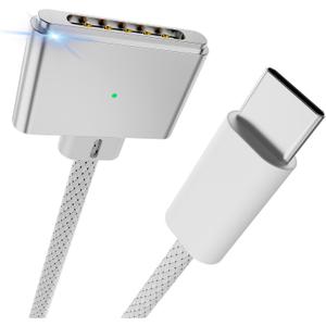 EGTPPJP 140W USB-C to Magnetic 3 Cable, Safe Charging Cable Compatible with MacBook Pro 2021 M1 Pro & Max 14" 16", MacBook Air 2022 M2, MacBook Pro 2023 M2 Pro & Max 14" 16" - 6.6ft White
