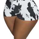 WDIRARA Women's Cow Print Elastic High Waist Shorts Stretch Skinny Shorts (Black, S)