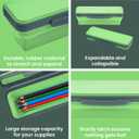 LockerMate by Bostitch Small Flexi Storage Box with Lid, Collapsible Pencil Case Design for Craft and School Supplies, Green