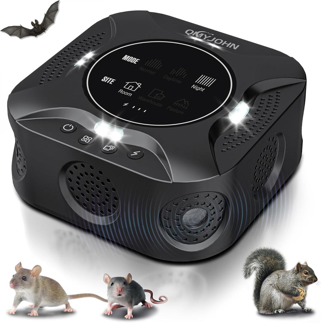 Indoor Ultrasonic Pest Repeller Plug-in,with a Display Screen & LED Strobe Light,Effectively Repels Mice,Squirrels,roaches & Other Rodents Up to 3900 Sq.Ft.Suitable for attics,garages,etc.