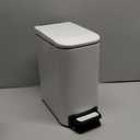 TIPGO Slim Bathroom Trash Can with Lid Soft Close, Step Pedal, 6 Liter / 1.6 Gallon Stainless Steel Trash Bin, Small Garbage Cans for Bedroom, Office, Kitchen (White)