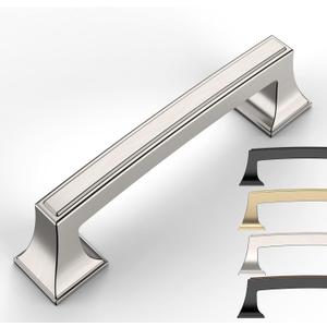 5 Pack 3-3/4 Inch Kitchen Cabinet Handles Brushed Satin Nickel Cabinet Pulls Kitchen Cabinet Hardware Kitchen Handles for Cabinets Cupboard Handles Drawer Pulls (3.75"/96MM Hole Center)