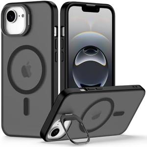 Nvollnoe for iPhone 17e Case,iPhone 16e Case Compatible with MagSafe Military Grade Shockproof Heavy Duty Protective Adjustable Kickstand Matte Semi Clear Phone Cover for iPhone 16e/17e(Black)