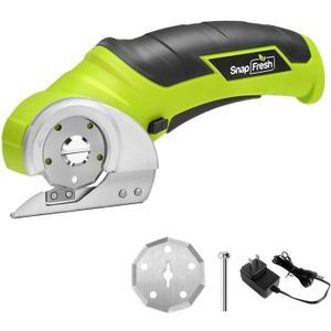 SnapFresh Cordless Electric Scissors, 4V Electric Mini Box Cutter, Carpet & Cardboard Cutter Tool with a Replacement Blade/Charger, Rotary Cutter for Cardboard Packages Leather Plastic Green