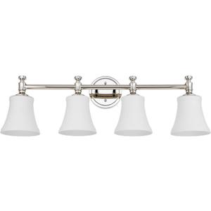 Polsihed Nickel Bathroom Vanity Light Fixtures, Traditional 4 Lights Wall Sconce Lighting with Large Opal Glass Shade, Porch Wall Mount Light Fixture for Bathroom, Mirror Cabinets Hallway Stairs