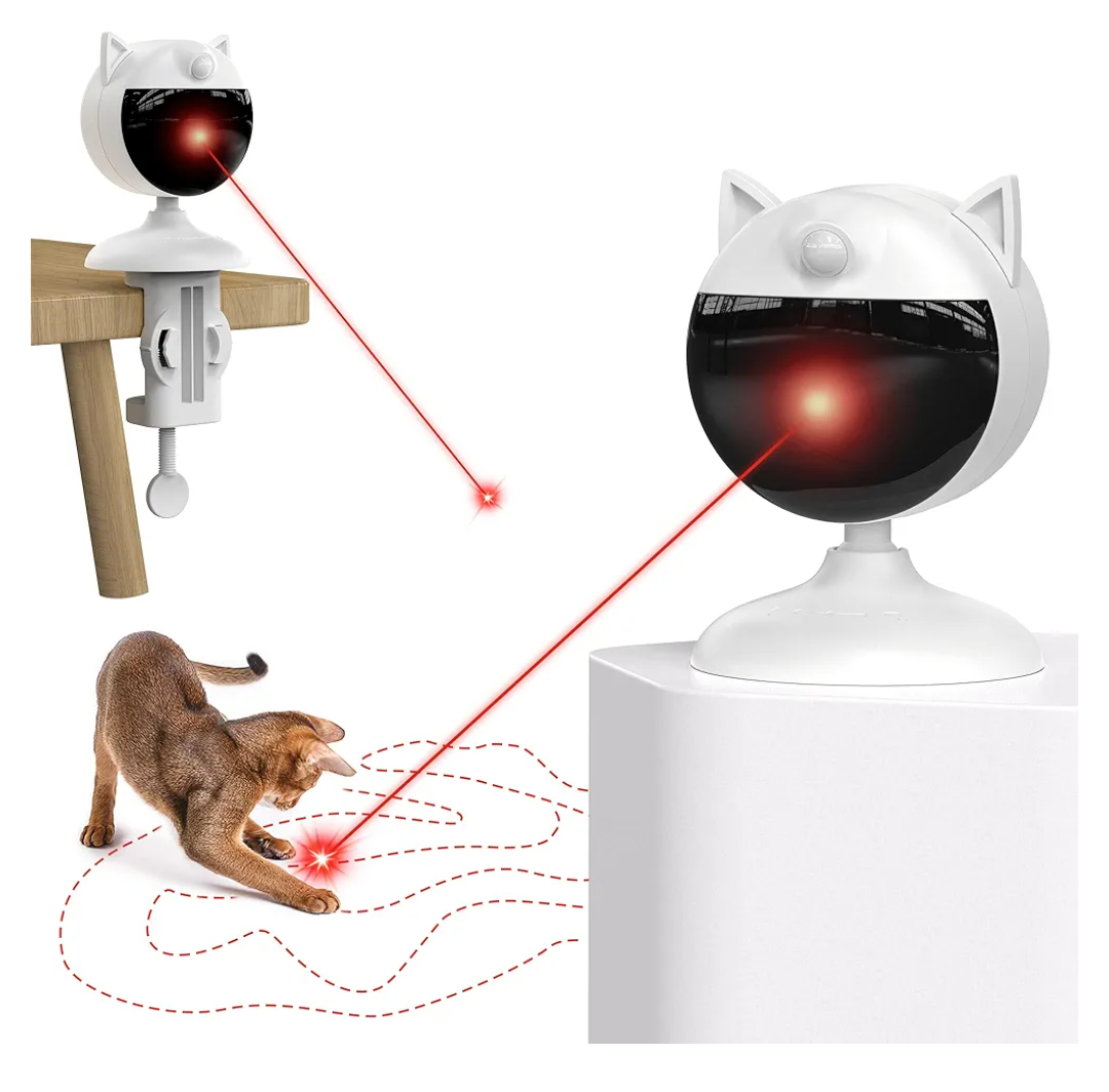 Potaroma Interactive Cat Laser Toys, Clamp Design, Smart Sensor Motion Activated Truly Random Trjajectory, Automatic Chargeable Kitten Toy Indoor Exercise, Ivory
