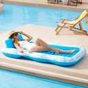 Inflatable Adult Pool Lounger Float - BAIAI Extra Large Beach Sun Tanning Floats Raft Sunbathing Water Lounge Floaties Tub with Drink Holder Blow Up Lake Suntan Floating Swimming Mattress Mat (XXL)