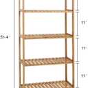 kinbor 5-Tier Bamboo Bathroon Shelf - Multifunctional Bamboo Rack Storage Shelving Rack Utility Shelf for Bathroom Kitchen Living Room