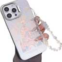 Casechics Compatible with iPhone Case,Cute Laser Glitter Bling Sparkly Castle Wristband Strap Bracelet Chain[Military Drop & Full Body Protection] Shockproof Cover Phone Case (Silver,iPhone 15 Pro)