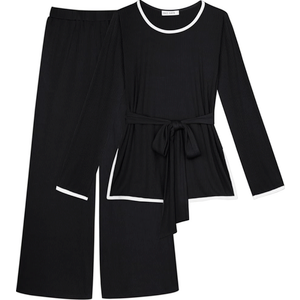 GRACE KARIN 2 Piece Sets for Women Ribbed Tie Front Top & Wide Leg Pants Lounge Matching Sets Tracksuits Fall Outfits
, black, Size M