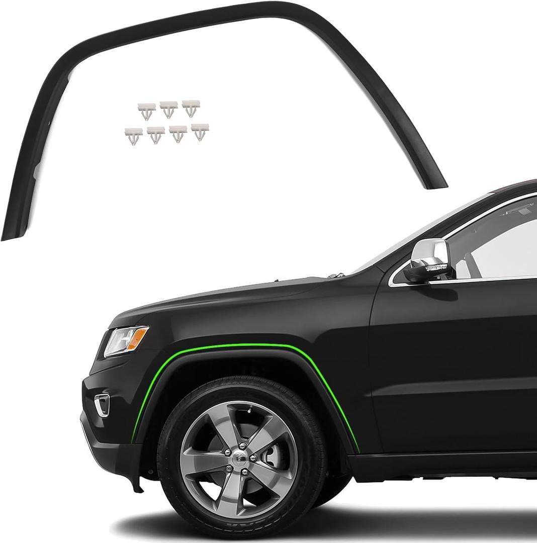 JOLONG Front Left Fender Flare for Jeep Grand Cherokee 2011-2016 LH Wheel Arch Trim molding Textured Black Driver Side 1 pcs Replacemnet for Fender Cover CH1290106 1MP39RXFAE