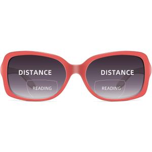 JM Classic Bifocal Reading Glasses Square Stylish Gradient Sunglasses Readers for Women +2.5 Red