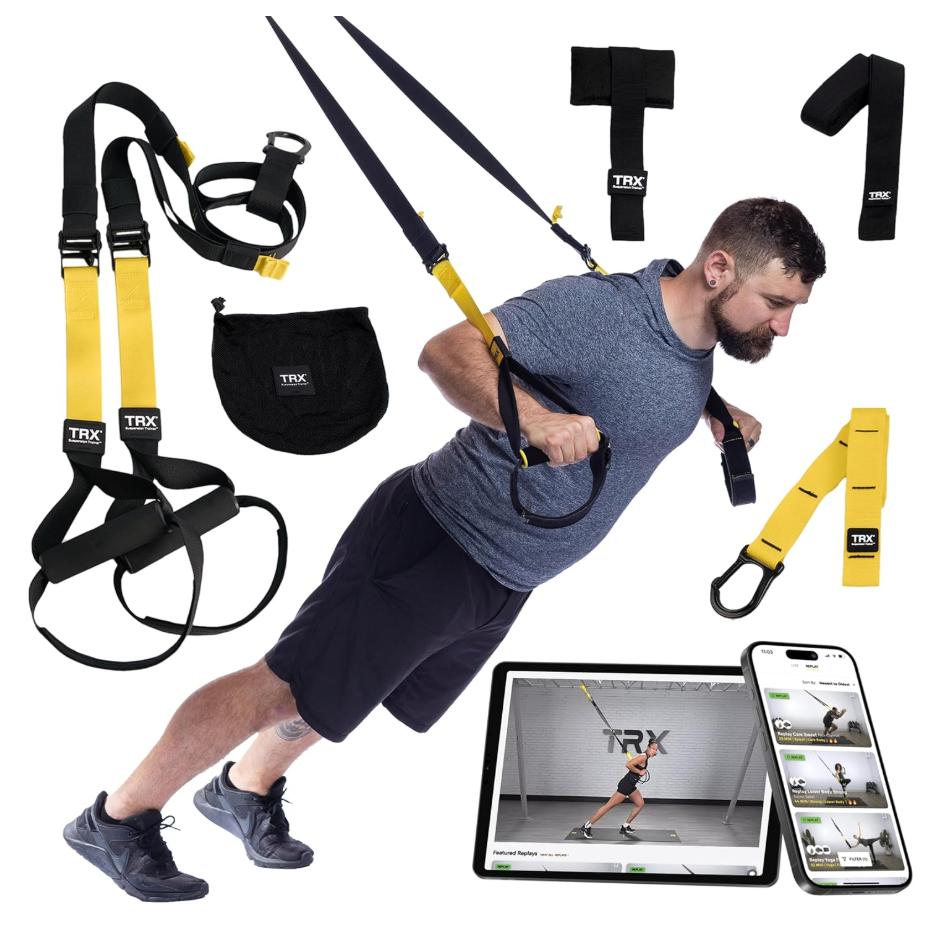 TRX All-In-One Home Gym System – Complete Suspension Training Kit for Strength Training, HIIT & Full-Body Workouts at Home or Outdoors, Includes Indoor & Outdoor Anchors