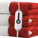 Electric Heated Blanket Twin Size 62"x84" - Dual-Sided with Microplush & Sherpa Fabric, 4 Heat Settings & 10 Hours Auto Off, Machine Washable - Red (05-bright Red)