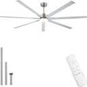 96 Inch Industrial Ceiling Fans with Light,Brushed Nickel HVLS Ceiling Fan with 6 Speeds Reversible Motor,High CFM Indoor/Outdoor Ceiling Fan with 7 Aluminum Blades for Barn shop,Commercial