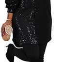 Midi Sequin Dress for Women Sparkle Button Down Sexy Shirt Dresses Long Sleeve Party Club Dress, XXXL