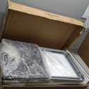 Folding TV Tray Table with Cup Holder, TV Dinner Table with Sturdy MDF Top, Eating Trays with Tablet Slot for Living Room, Bedroom, Sofa (Black Marble, 4Pcs)