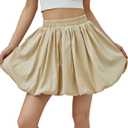 Women's Bubble Skirt White Black Puffy Skort Balloon y2k Going Out One Size Cute Aesthetic Short (Beige)