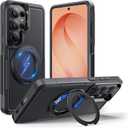 for Samsung Galaxy S26 Ultra case with Stand, 7X Military-Grade Drop Protection, Shock-Absorbing Phone Rugged Cover, Compatible with MagSafe Accessories,360 Magnetic Stand, Black