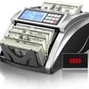 PONNOR Money Counter Machine with Value Bill Count, Cash Counter for Dollar, Euro with UV/MG/IR/DD/DBL/HLF/CHN Counterfeit Detection, Add/Bat/Value Mode Bill Counting Machine with Large LCD Display