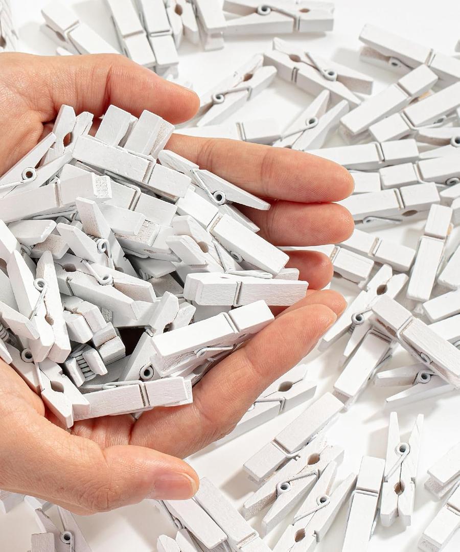 Mr. Pen- Wooden Clothes Pins, Natural Wood, 132 pcs, 1.4 Inch, White Mini Clothes Pins for Hanging Pictures, Small Clothes Pins Wood, Clothing Pins, Mini Clothespins for Photos, Small Clothes Pin