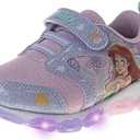 Disney Princess Shoes LED Light Up Sneakers for Kids Girls - Ariel Athletic Lightweight Breathable Shoe Sneaker - Pink Purple (Size 9 Toddler)