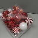 Christmas Ball Ornaments Set Assorted Shatterproof Ornaments 63 PCS Shaped Styles Xmas Tree Holiday Decorative,Red