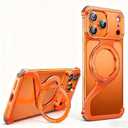 for iPhone 17/16/15/14/13promax Mobile Phone Case Creative Skeleton Z-Shaped Anti-Fall Heat Dissipation Metal Frameless Magnetic Bracket (Orange,iPhone17Promax)