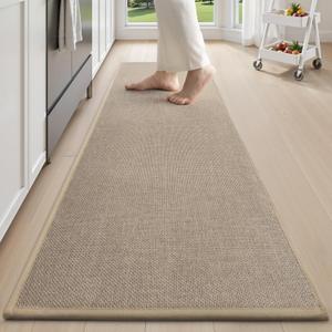 tchdio Kitchen Mats for Floor, Rubber Backed Kitchen Rugs Non Slip Washable, Superior Absorbent Kitchen Runner Rug Easy to Clean, Comfort Kitchen Floor Mat Front of Sink (Beige, 20" 47")