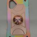 MARKILL Compatible with iPhone 16 Plus Case 6.7 Inch with 360 Degree Rotate Ring Stand, Military Grade Drop Protection Full Body Rugged Protective iPhone 16 Plus Case Kids (Rainbow Pink)