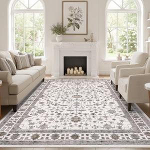GarveeHome Beige Brown Area Rug 8x10 Washable Living Room Vintage Rug