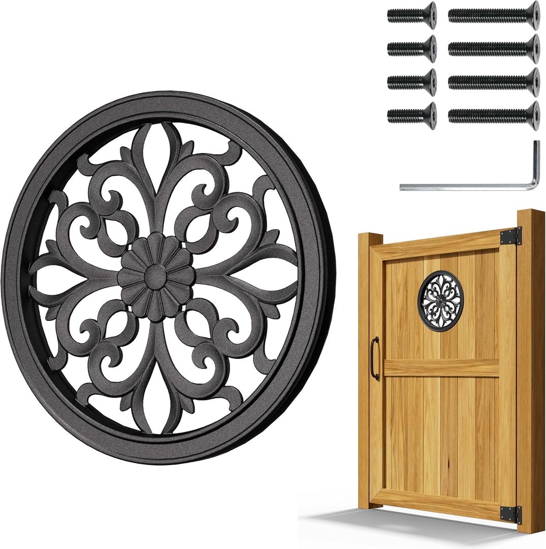 Fence Gates Decorative, Aluminum Alloy Decorative for Wooden Fence, Shed, Barn & Outdoor Patio Decor, Circle, 15.1"