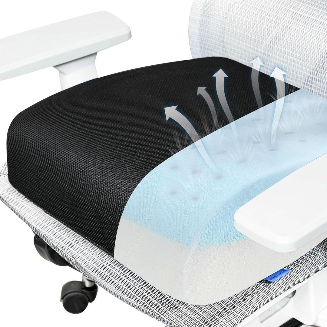 Seat Cushion for Tailbone Pain Relief, Extra Thick & Ventilated Office Chair Cushion with Non-Slip Cover, Memory Foam Booster Support for Desk, Car, Wheelchair (Black)