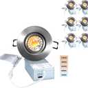 Canless Recessed Gimbal Downlight Rotatable-Spotlight 5 CCT Eyeball Ceilling Potlight, Dimmable Lights Fixture with Junction Box, 8W CCT Adjustable (Brushed Nickel, 3 Inch)