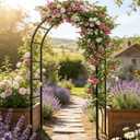 Thickened Tube Garden Arch,7.3ft Heavy-Duty Metal with 16mm Steel Tubes & 0.5mm Thickened Wall, Durable Outdoor Trellis for Climbing Plants,Roses,Garden Party,Ceremony & Decorations (Black)