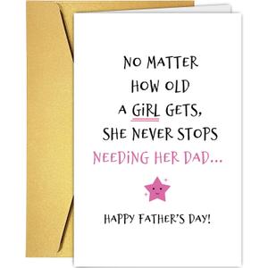 Supoeguk Heartfelt Fathers Day Card from Daughter, Sweet Happy Father's Day Cards for Dad, Never Stop Needing Her Dad...