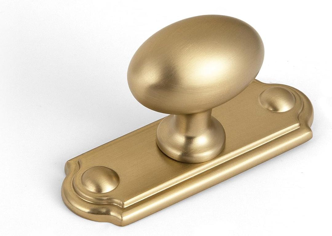 Goo-Ki Champagne Bronze Cabinet Knobs(Oval Shape) with Backplate(Square Shape) for Cupboard,Dresser,6 Packed