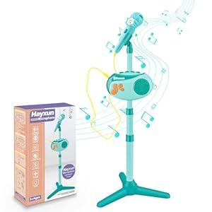Kids Bluetooth Karaoke Machine with Adjustable Stand, 5-in-1 Karaoke Microphone Toy with Voice Changer, Singing Recorder, Speaker & Lights – Birthday for Girls Boys-Green
