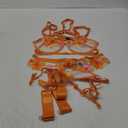 RSLOVE Women's Sexy Lingerie Set with Garter Belt Underwire Floral Embroidered 3 Piece Bra and Panty Sets Lace Babydoll Neon Orange X-Large