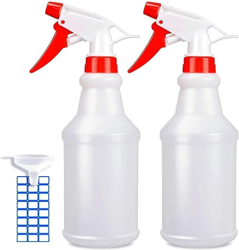 JohnBee Empty Spray Bottles (16oz/2Pack) - Adjustable Spray Bottles for Cleaning Solutions - No Leak and Clog - HDPE spray bottle For Plants, Pet, Vinegar, BBQ, and Rubbing