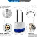 Lock Outdoor Padlocks, Key Lock, Padlocks with Same Key - Laminated Steel Keyed Padlocks with Long Shackle, 6 Pack, for Hasp Latch, Sheds, Fences, Storage Locker, School, Gym