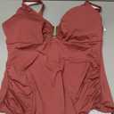 B2prity One Piece Swimsuit for Women Tummy Control Ruched Bathing Suit V Neck Push Up Swimwear (Red, XXL)