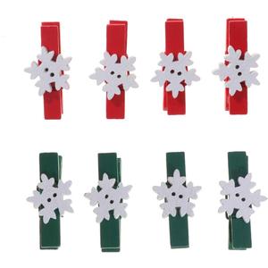 35 Pcs Snowflake Clothespins,Christmas Wood Clips, Small Craft Pegs,Photo Clips, for Holiday Party Festival(Red)