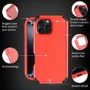 Compatible with iPhone 16 Pro Max Phone Case with Tempered Glass Screen Protector - 3 in 1 Shockproof Shock-Resistant Drop Protection Non-Slip Protective Case for iPhone 16 Pro Max 6.9" (RedBlack)