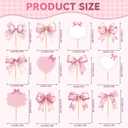 2 x 36Pcs Pink Bow Cupcake Toppers, Sweet Bow Cupcake Decorations, Single Bride Engagement Wedding Girls Baby Shower Party Supplies